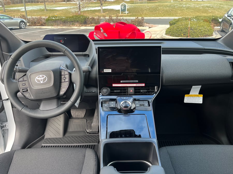 A vehicle's dashboard and center screen