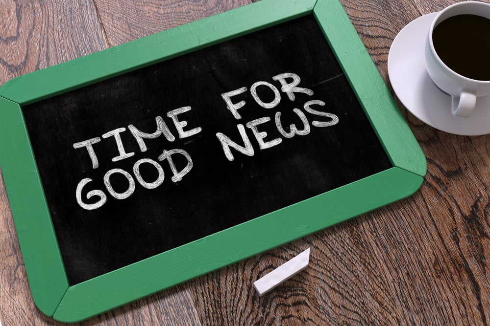 Time for Good News Handwritten by White Chalk on a Blackboard. Composition with Small Green Chalkboard and Cup of Coffee. Top View. 3D Render. Time for Good News Handwritten by White Chalk on a Blackboard. Composition with Small Green Chalkboard and Cup of Coffee. Top View. 3D Render.